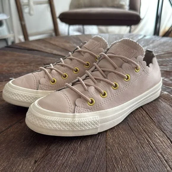 Converse Chuck Taylor All Star Low Top Scalloped Frilly Thrills Blush Sneakers - Picture 3 of 9